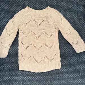 Ted Baker Cream Openwork Chevron Knit Heart Crewneck Sweater